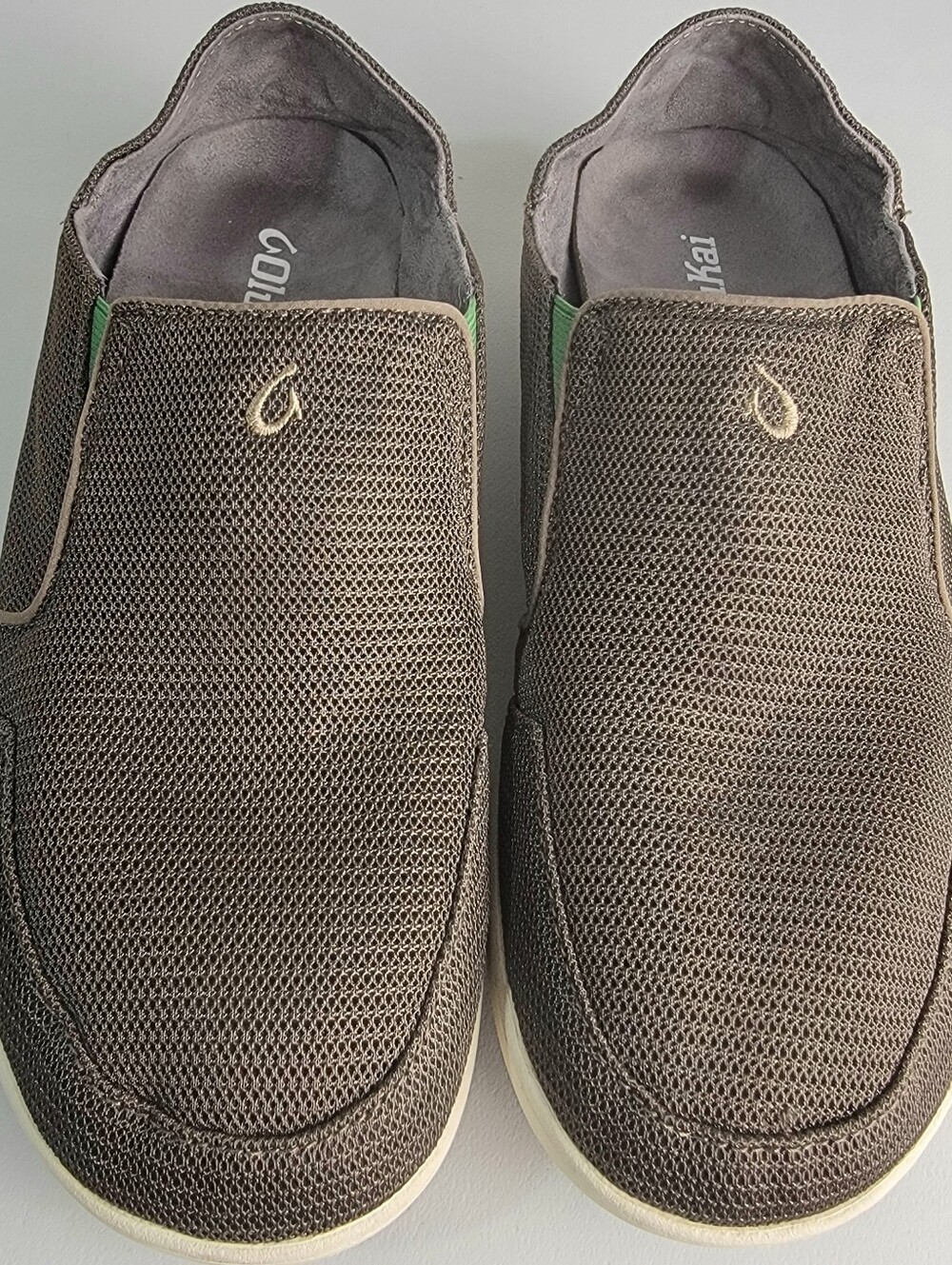 OluKai Nohea Mesh Slip On Comfort Loafers 10188-13AP. Mustang/Lime Men's 8.5M